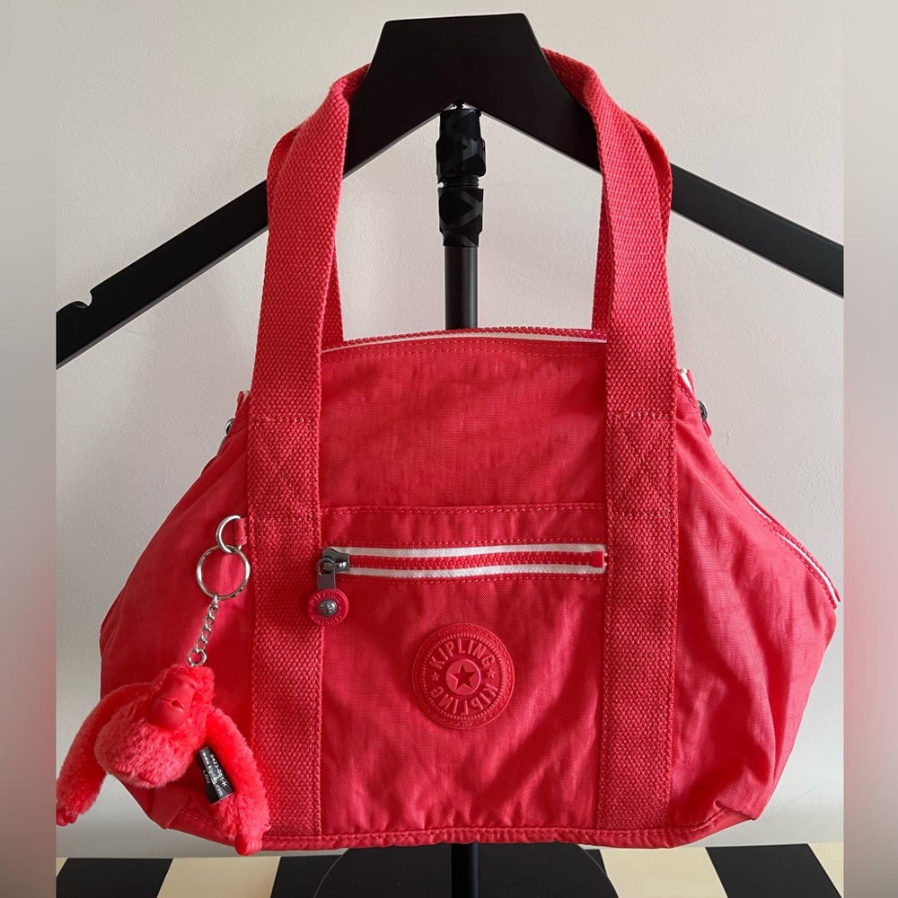 Kipling Orange Coral Art Mini Bag with Adjustable Strap